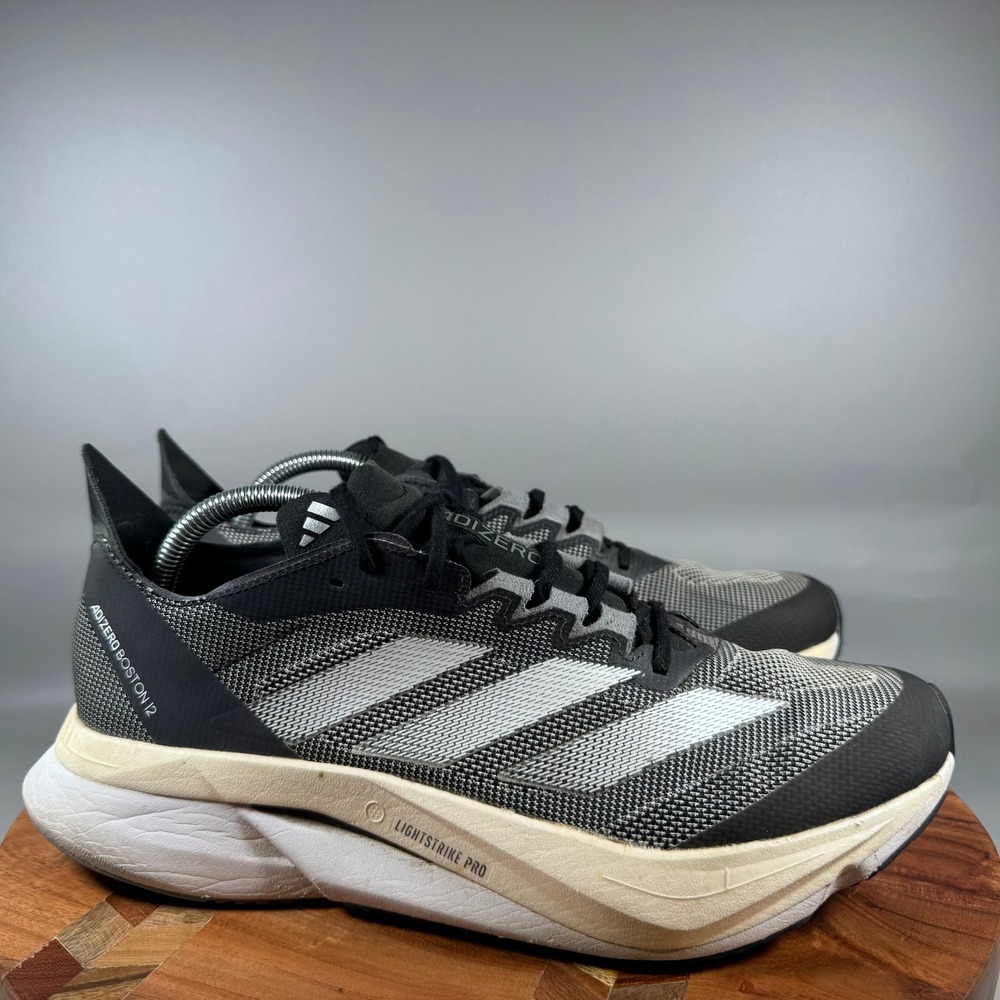 Adidas Adizero Boston 12 Mens Running Shoes Black White ID4234 Size 10